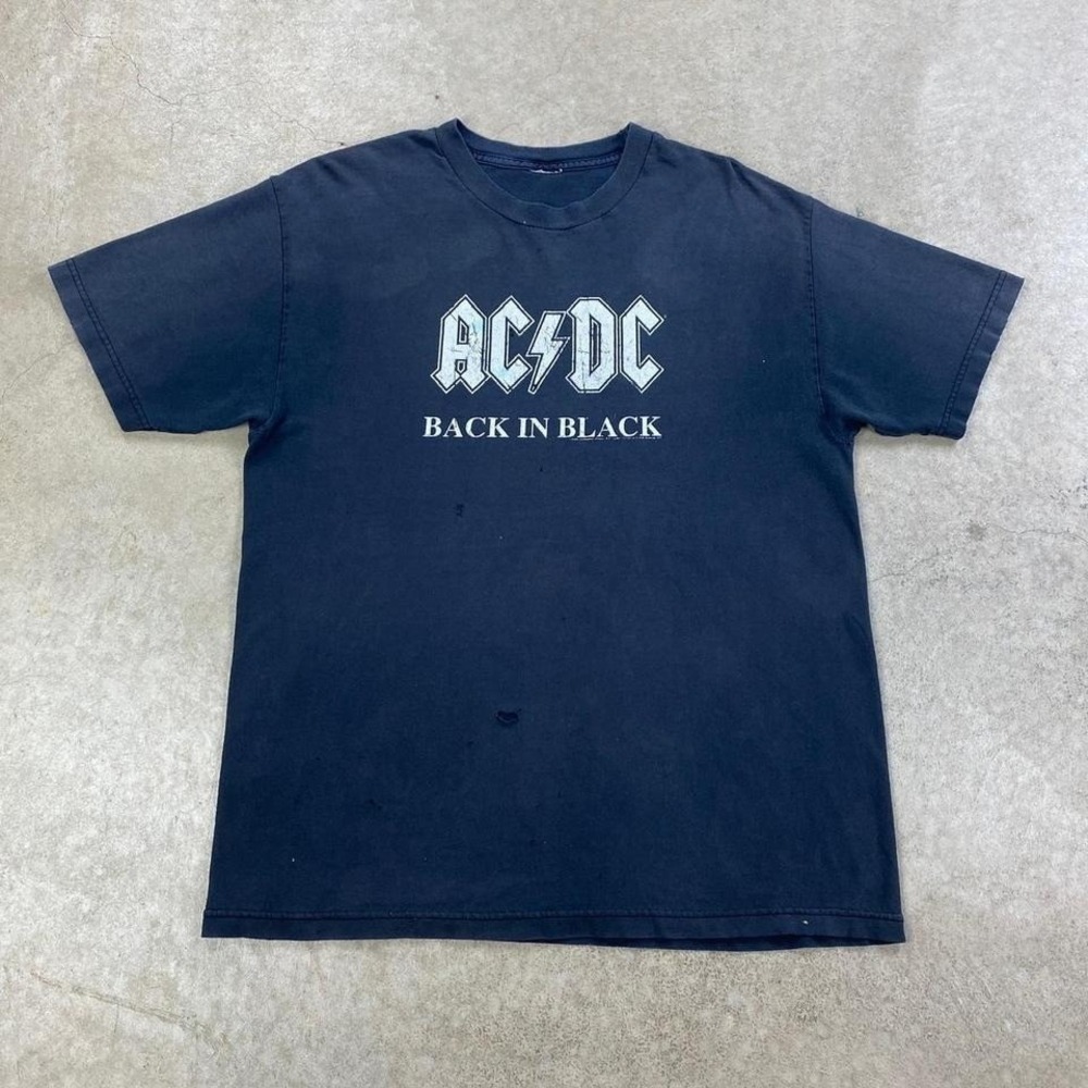 Vintage ACDC Shirt Size Large Faded Black 2009 Back In Black Rock Band Concert